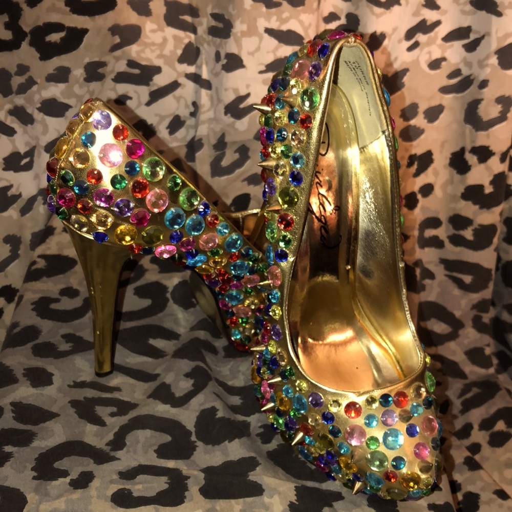 Gold jeweled heels